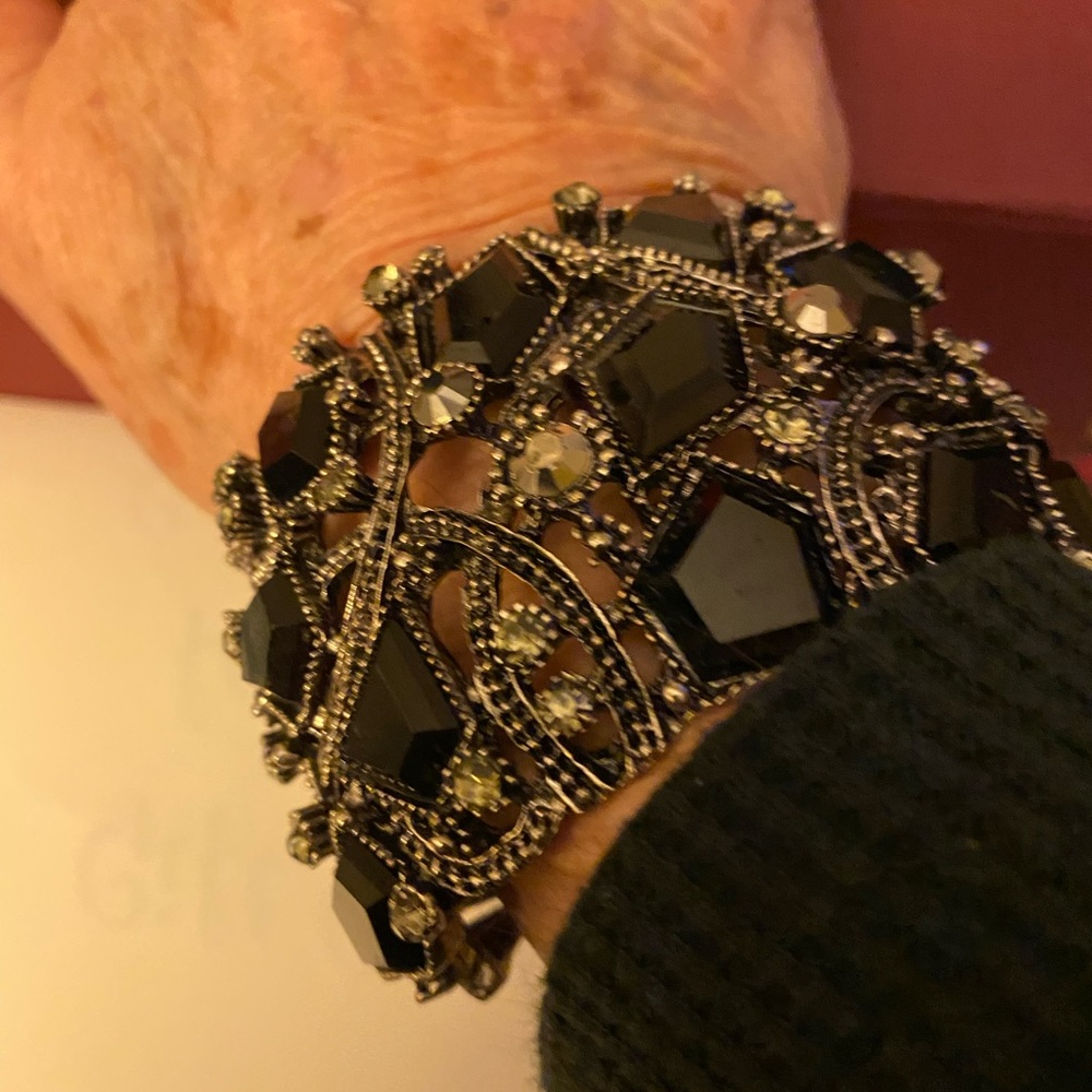 Black and silver cuff bracelet